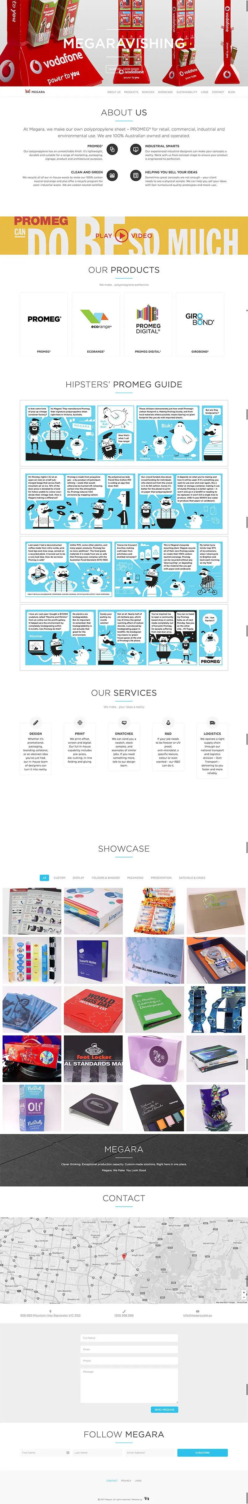 Full-length screenshot of the new Megara homepage