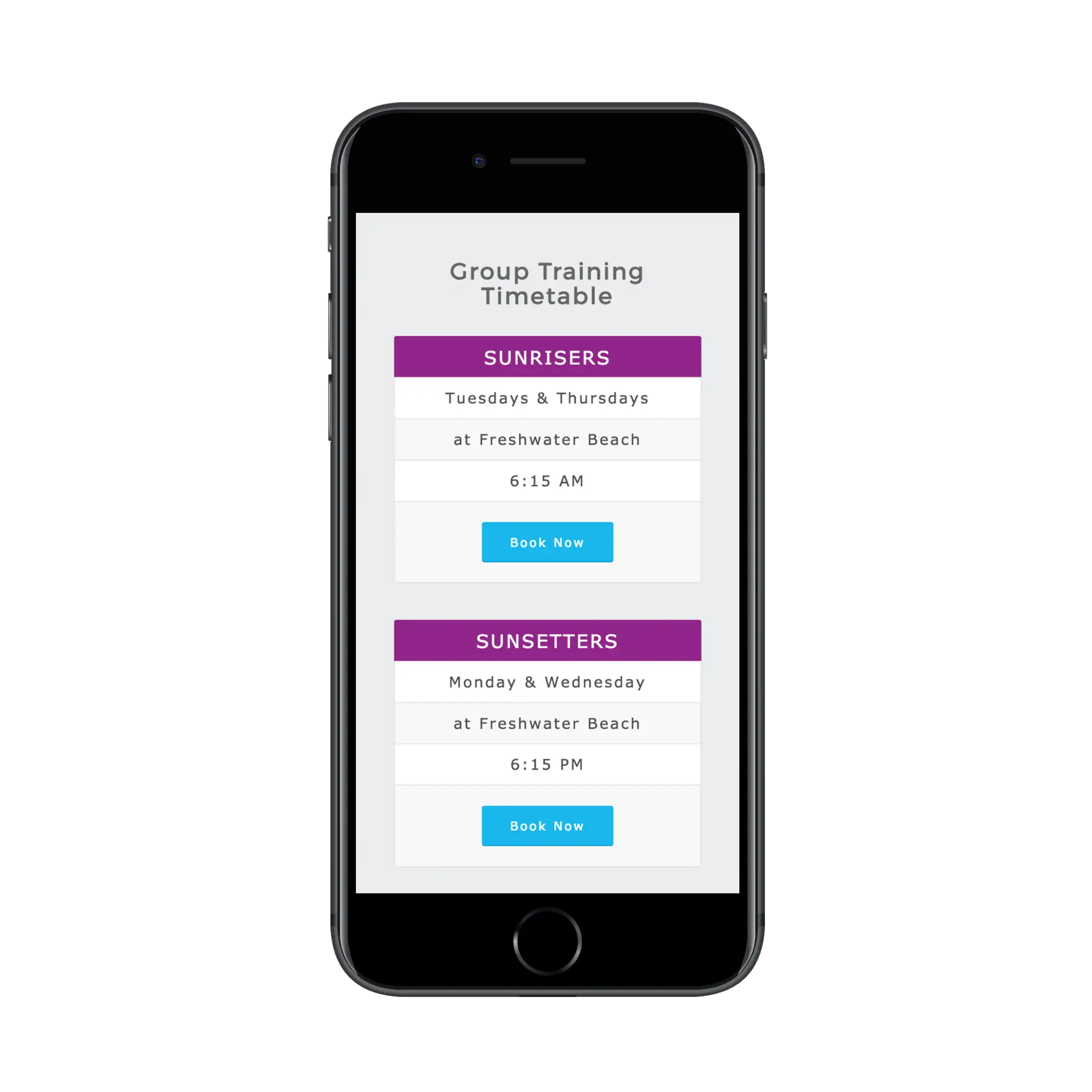 The Salt Ash Fitness website on an iPhone