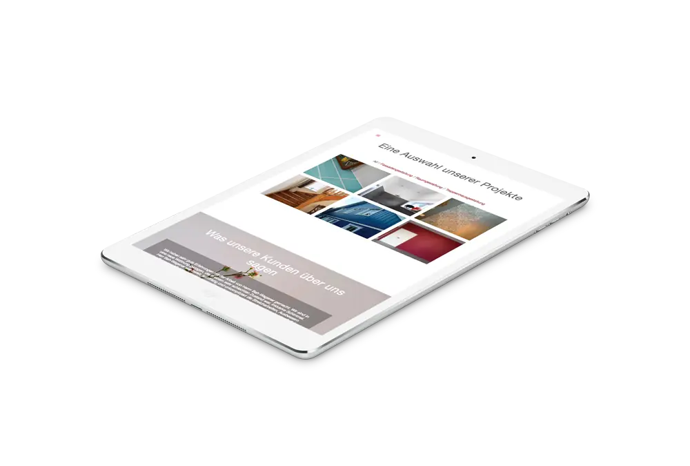 The TBW Malereibetrieb website on an iPad