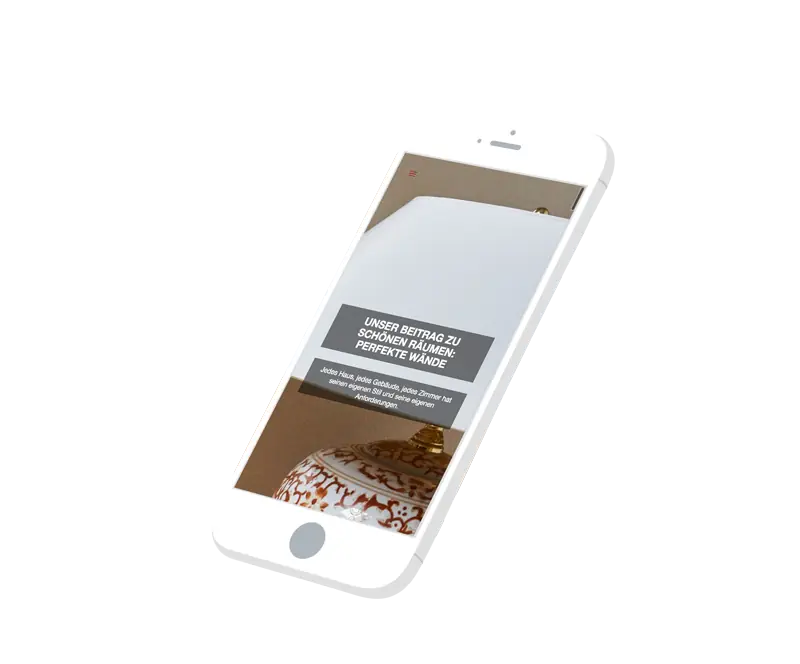The TBW Malereibetrieb website on a phone